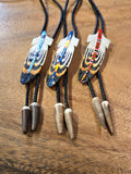 Painted Carved Bone Bolo Tie - Feather (PBB-FEATHER)