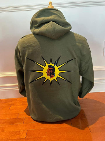 Hoodie: Embroidered Warrior (Green)