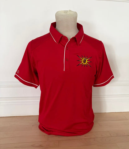 Embroidered Warrior Golf Shirt (Red with White Trim)