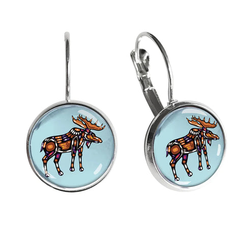 Dome Glass Earrings - Moose (5811)