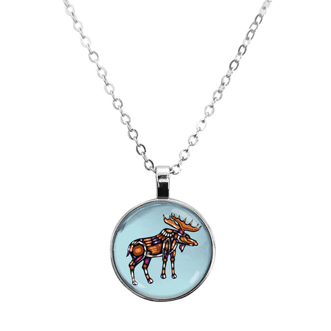 Dome Glass Necklace - Moose (5828)