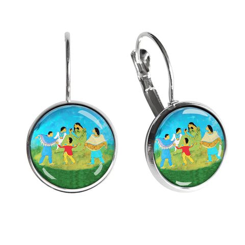 Dome Glass Earrings - Family Circle (5892)
