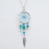 Dreamcatcher Necklace - Turquoise Glass Beads 1” (DC18-P)