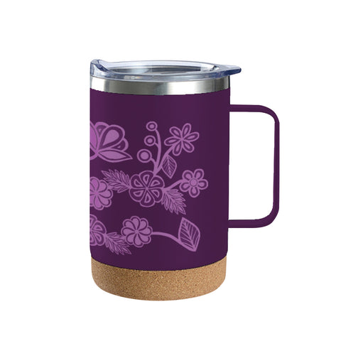 Cork Base Travel Mug with Handle - Ojibwe Florals (TMCBH17)