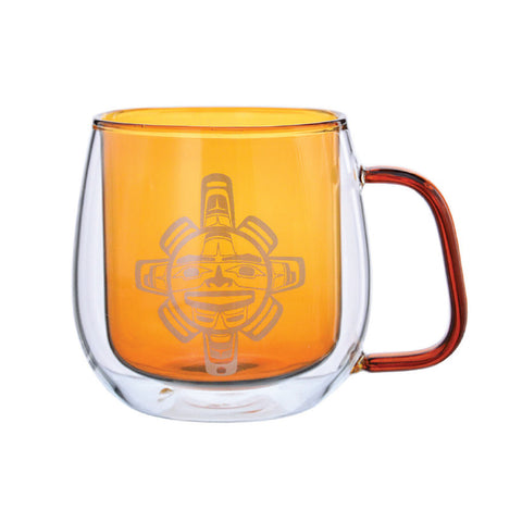 Double Walled Colored Glass Mug - Chilkat Sun (CGMUG15)
