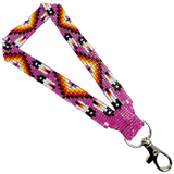 Loomed Cut Glass Wrist Lanyard Many Feather Pattern (BLL-C03W)