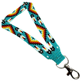 Loomed Cut Glass Wrist Lanyard Many Feather Pattern (BLL-C03W)