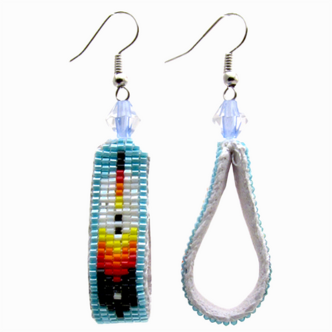 Beaded Loop Feather Earrings (BCC-E07)