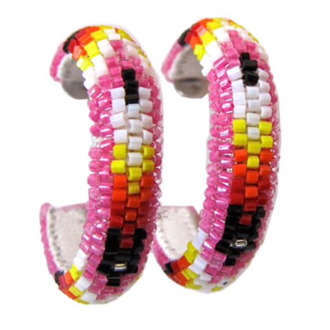 Peyote Stitch Beaded Hoop Earrings (BHC-3CM)
