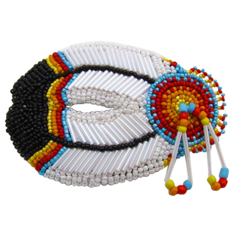 Beaded Barrette - Double Feather (BBW-004)