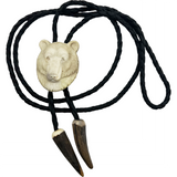Carved Antler Bolo Tie - Bear (CBBT-3D-BEAR)