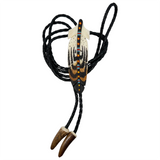 Painted Carved Bone Bolo Tie - Feather (PBB-FEATHER)