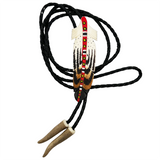 Painted Carved Bone Bolo Tie - Feather (PBB-FEATHER)