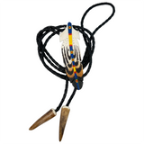 Painted Carved Bone Bolo Tie - Feather (PBB-FEATHER)