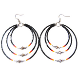 Memory Wire 3 hoop Beaded Earrings (BMW-C03)
