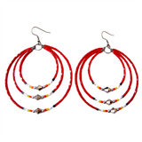 Memory Wire 3 hoop Beaded Earrings (BMW-C03)