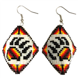 Beaded Cut Glass Loom Bear Paw Earrings (BCS-E02)