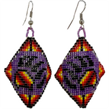 Beaded Cut Glass Loom Bear Paw Earrings (BCS-E02)