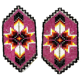 Cut Glass Beaded Loomed Feather Earrings (BCS-E03)