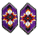 Cut Glass Beaded Loomed Feather Earrings (BCS-E03)