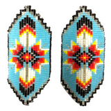 Cut Glass Beaded Loomed Feather Earrings (BCS-E03)