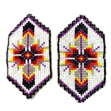 Cut Glass Beaded Loomed Feather Earrings (BCS-E03)