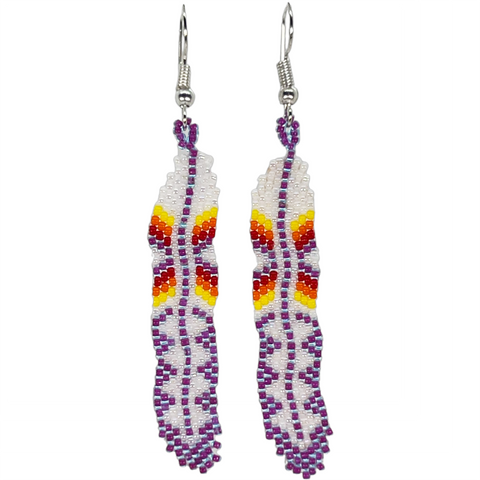Beaded Feather Brick Stitch Earrings (BSC-FE2)