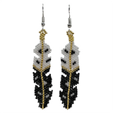 Beaded Brick Stitch Feather Gold Trim Earrings (BSC-FE3E)