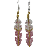 Beaded Brick Stitch Feather Gold Trim Earrings (BSC-FE3E)