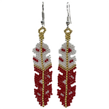 Beaded Brick Stitch Feather Gold Trim Earrings (BSC-FE3E)