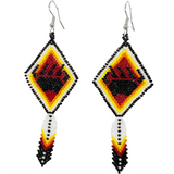 Brick Stitch Beaded Earrings with Bear Paw & Feather (BSC-BPAW)