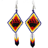 Brick Stitch Beaded Earrings with Bear Paw & Feather (BSC-BPAW)