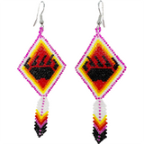Brick Stitch Beaded Earrings with Bear Paw & Feather (BSC-BPAW)