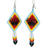 Brick Stitch Beaded Earrings with Bear Paw & Feather (BSC-BPAW)