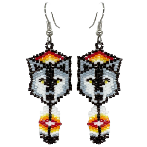 Beaded Wolf Earrings (BSC-WLF)