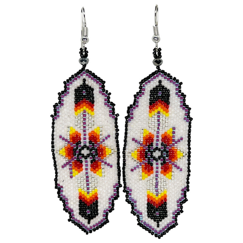 Beaded Brick Stitch Earrings Feather Design (BBE-FEA)