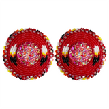 Beaded Earrings Shield with Feather Design (BER-F01)