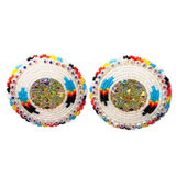 Beaded Earrings Shield with Feather Design (BER-F01)
