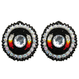 Beaded Earrings Shield with Feather Design (BER-F01)