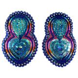Beaded Glam Earrings - Heart with Teardrop (GLAM-HEART)