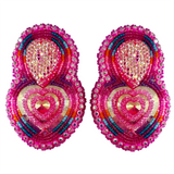 Beaded Glam Earrings - Heart with Teardrop (GLAM-HEART)