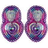 Beaded Glam Earrings - Heart with Teardrop (GLAM-HEART)