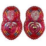 Beaded Glam Earrings - Heart with Teardrop (GLAM-HEART)