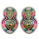 Beaded Glam Earrings - Heart with Teardrop (GLAM-HEART)