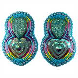 Beaded Glam Earrings - Heart with Teardrop (GLAM-HEART)