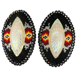 Beaded Glam Oval Earrings