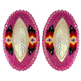 Beaded Glam Oval Earrings