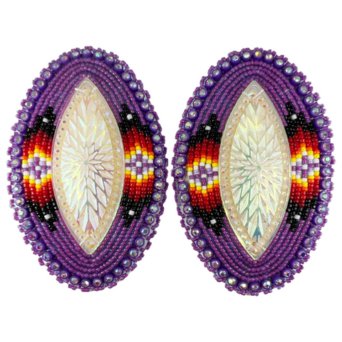 Beaded Glam Oval Earrings