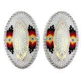 Beaded Glam Oval Earrings