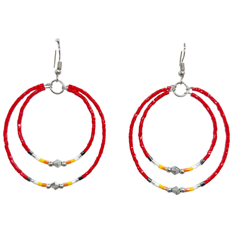 Memory Wire 2 hoop Beaded Earrings (BMW-C02)